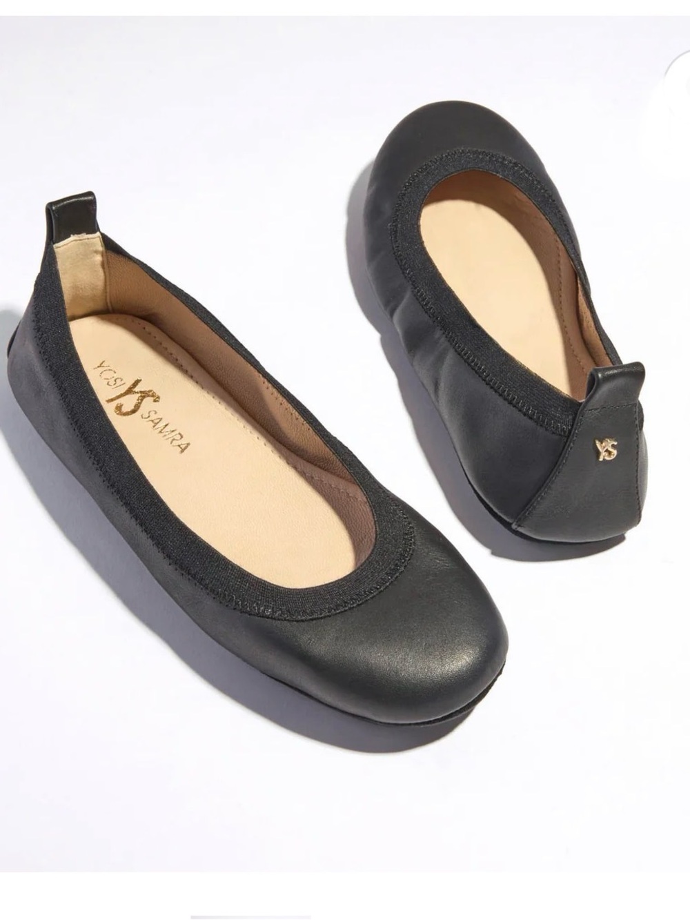 Yosi Samra Samara Foldable Ballet Flat in Black Leather size 8 new